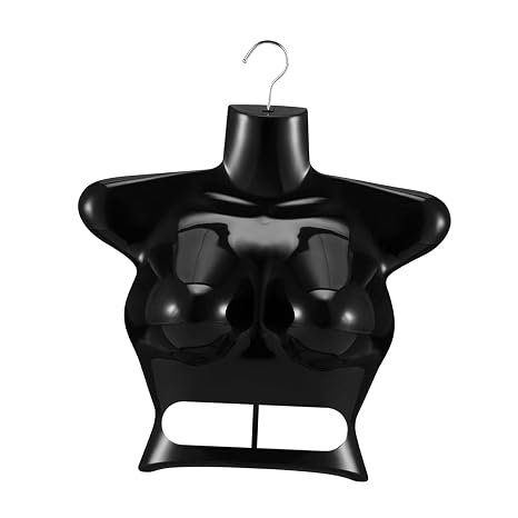 Hanging Mannequin Torso Female Body Manikin Clothes Shirt Display Rack for Shows, Black, as described