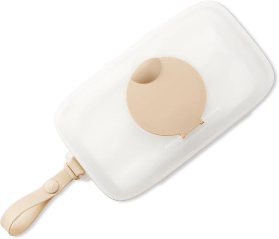 Skip Hop Baby Wipes Dispenser Case, Holds Up to 40 Wipes, Grab & Go Travel Wipe Holder with Snug Seal, Oat