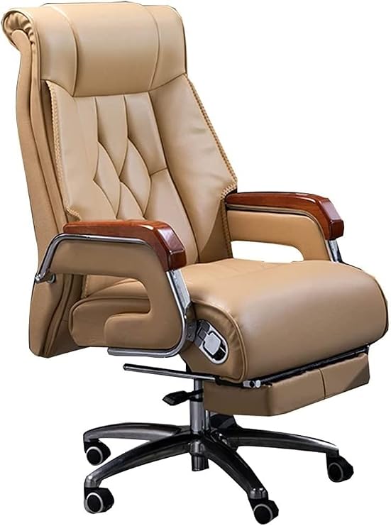 Luxury Boss Chair Big Tall Executive Office Chair, Executive Office Chair, Modern Leather Desk Chair, PU Leather Swivel Reclining Chair, with Armrest and Footrest, for Home Office