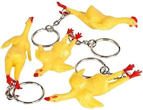 Rhode Island Novelty 3" Rubber Chicken Keychains, 12 Pieces per Order