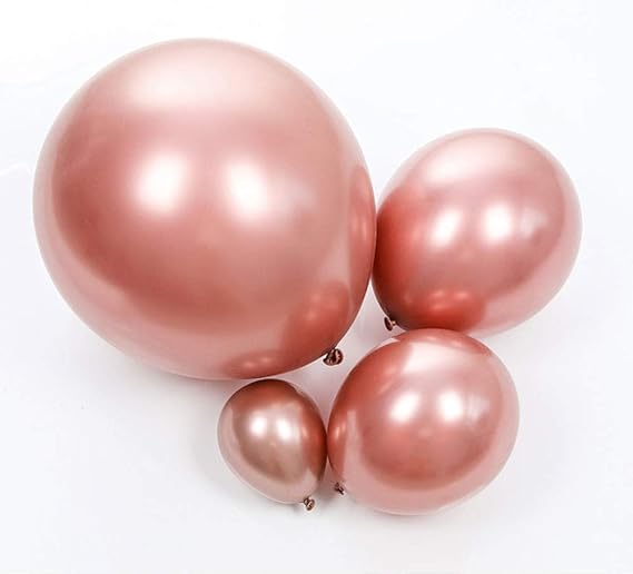 100pcs Metallic Rose Gold Latex Balloons Various Sizes Chrome Balloon 18/12/10/5 inch Helium Balloon Perfect for Birthday Valentines Baby Shower Bridal Shower Wedding Anniversary Balloons (Rose Gold)