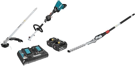 Makita XUX01M5PT 18V X2 (36V) LXT Lithium-Ion Brushless Cordless Couple Shaft Power Head Kit with String Trimmer Attachment (5.0Ah) with EN420MP Ground Trimmer Couple Shaft Attachment
