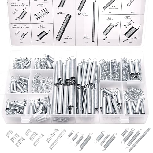 200PCS Spring Assortment Kit Zinc Plated Extension and Compression Springs Kit with 20 Different Sizes for Home Repairs & DIY