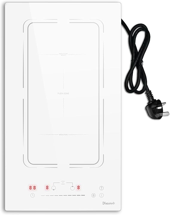 Plug in Induction Hob 2 Zones, 13 Amp 2800W Electric Cooker 30cm with Flex Zone, Twin Burners Cooktops in Touch & Slide, 9 Power Levels Setting, Booster, Timer, Safety Lock, White