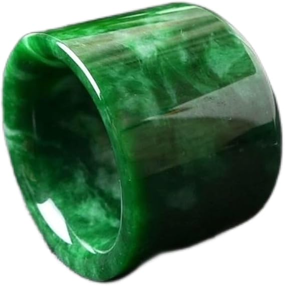 Emerald Jadeite Thumb Ring Men Women Jewelry Accessories Natural Myanmar Green Jades Stone Band Wide Rings (Gem Color : 22mm)