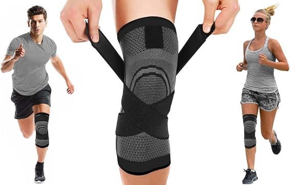 Knee Sleeve, Compression Fit Support - Knee Wrap for Joint Pain Arthritis Relief, Sport Knee Strap (Medium, Black)