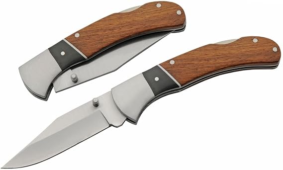 SZCO 7" Wood Handle Lockback Folding Pocketknife