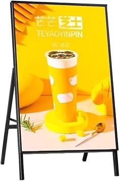 LED Menu Display Board Standing A-Frame LED Poster Frame in Heavy Duty Slide-in Folding Sidewalk Sign Poster Stand