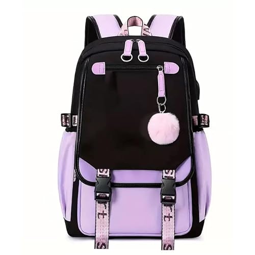16.8 Inch Laptop Backpack Casual Cartoon Schoolbag Large Capacity Shoulder Bag for School Travel Hiking with Cute Pendant