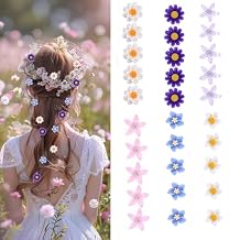 30 Pcs Mini Daisy Hair Clips - Purple, Blue, White - Multicolor Flower Clips for Women & Girls - Beach Wedding & Party
