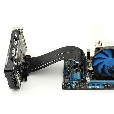PCIe 4.0 x16 Riser Cable 200mm 90 Degree Right Angle PCI-E Gen4 GPU Extension Cable, High Speed Flexible Graphics Card Extender for Vertical Mount Gaming PC Case (Black)