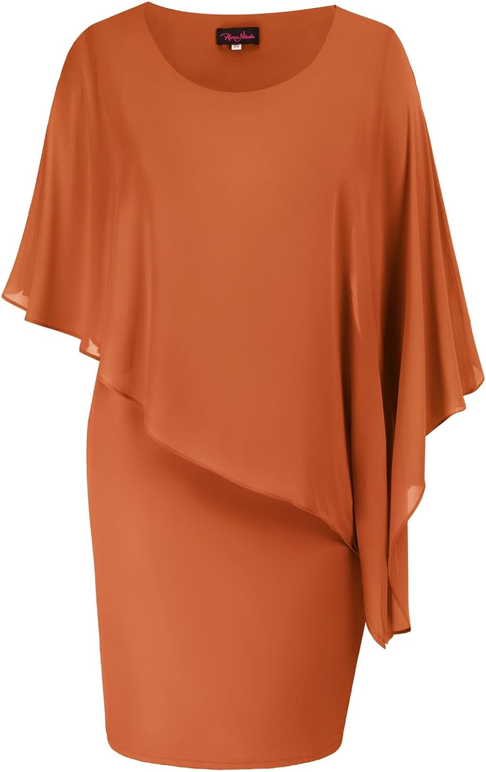 Hanna Nikole Womens Sleeveless Cape Dress with Chiffon Overlay Sequin Bodycon Pencil Dress