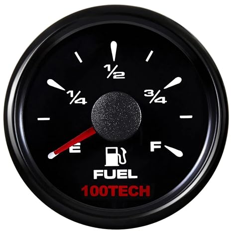 100TECH Boat Fuel Gauge Marine Fuel Gauge 5 Signals Adjustable All Black