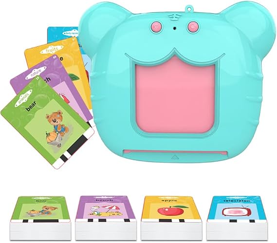 Talking Flash Cards for Toddlers 16, English Learning Toy with Pinyin, Alphabet, Poems, Speech Therapy Montessori Sensory Toys, Gifts for Boys and Girls Blue