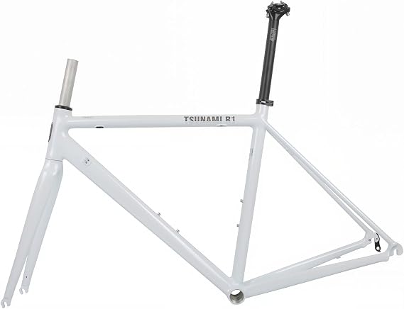 ZFF 700C Road Bike Frameset 44 47 50 53 56cm Aluminum Alloy Bike Frame C Brake/Rim Brake Frame Quick Release Frame 100/130MM Semi-Internal Routing BSA BB68mm(White,53cm)