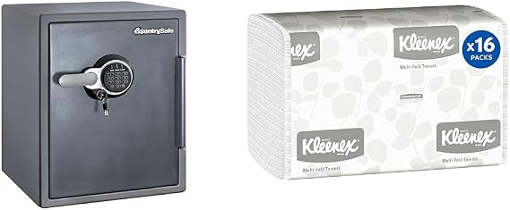 SentrySafe Fireproof and Waterproof Steel Home Safe with Digital Keypad Lock & Kleenex Multifold Paper Towels (01890)
