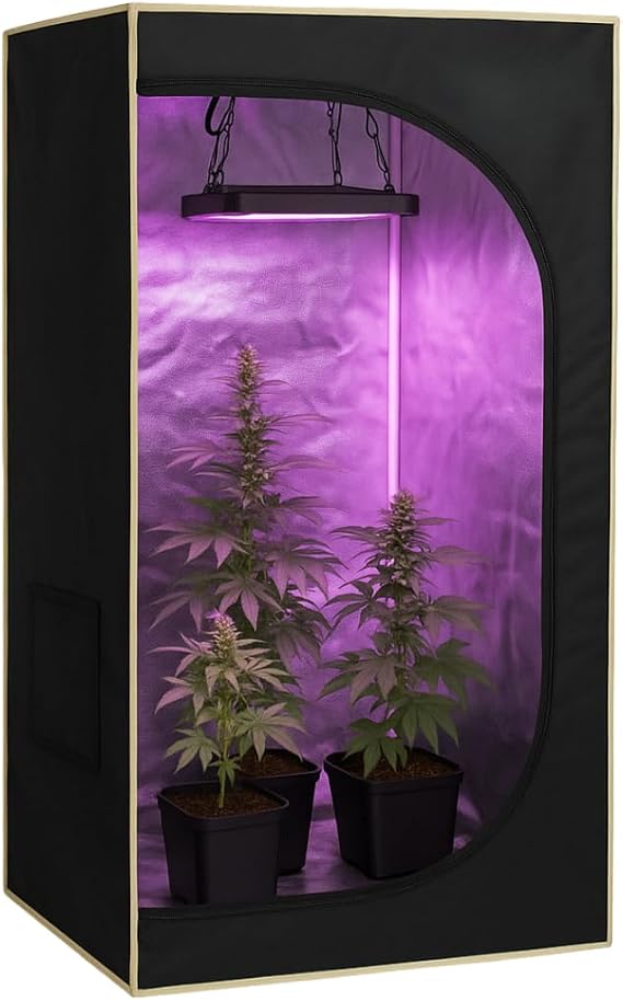 グロウテント・グロウボックス 60x60x160cm 大型 室内植物育成用 水耕栽培キット 高反射マイラー1680D 観察窓付き プログレード 安全遮光 組み立て簡単 静音設計 60*60*160cm