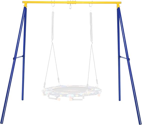 AKUSTIK Swing Frame, Heavy Duty A-Frame Metal Swing Frame Stand with Ground Nail, Fits for Most Swings, Full Iron Anti-Rust Swing Stand, Outdoor Playground Play Set Toy for Kids Adults