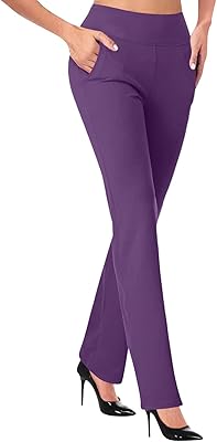 Womens Straight Leg Business Casual Pants Office Work Dressy Slacks Trousers Yoga Pants Stretchy Bootcut Dress Pants