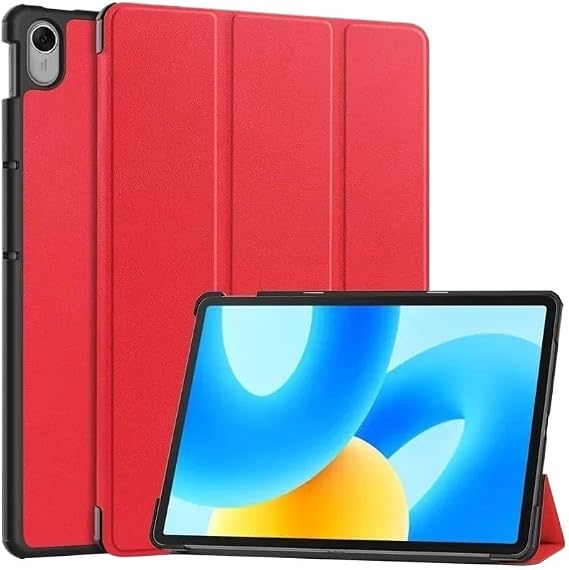 Tablet Case Suitable for Huawei MatePad SE 11 2024 AGS6-W00 AGS6-W09(11inch) Tri-Folding Stand Magnetic Smart Shell.(Red)