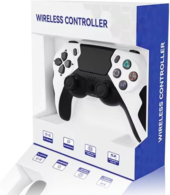 Play+ Wireless Controller Compatible with PS4/Pro/Slim/PC, Beautiful Wireless Gamepad with Enhanced Precision Joystick/Turbo/Dual Vibration/Audio Function (RED & BLACK)