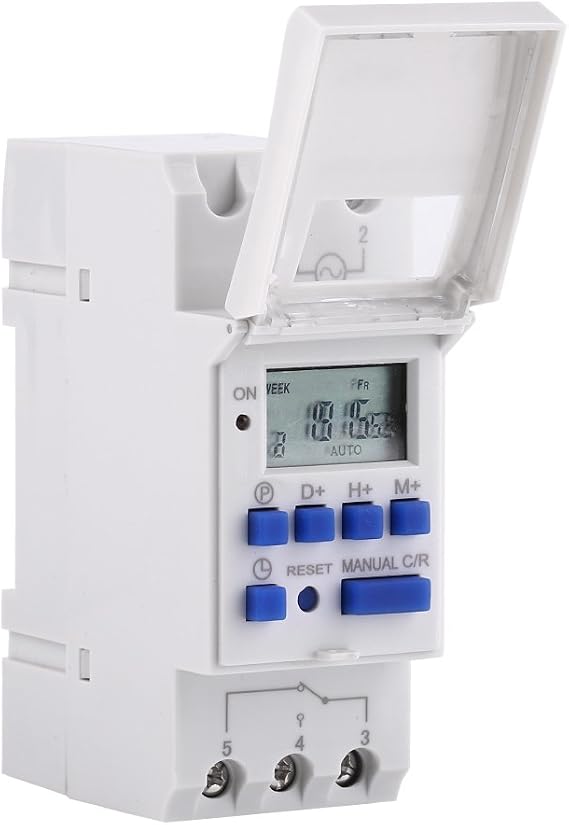 7 Day Programmable Timer Relay Digital Timer Switch Heavy Duty THC15A16 On Off for Controlling Street Lamps Neon Lamps Production Equipment, DIN Rail(not Included) (AC/DC24V)