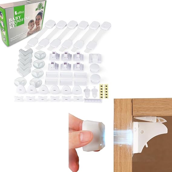 Baby Proofing Magnetic Cabinet Locks Kit (44 Pack) + 12 Magnetic Cabinet Locks & 3 Keys