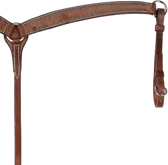 Nrs Turquoise Buckstitch Chocolate Roughout Breast Collar N/A Horse