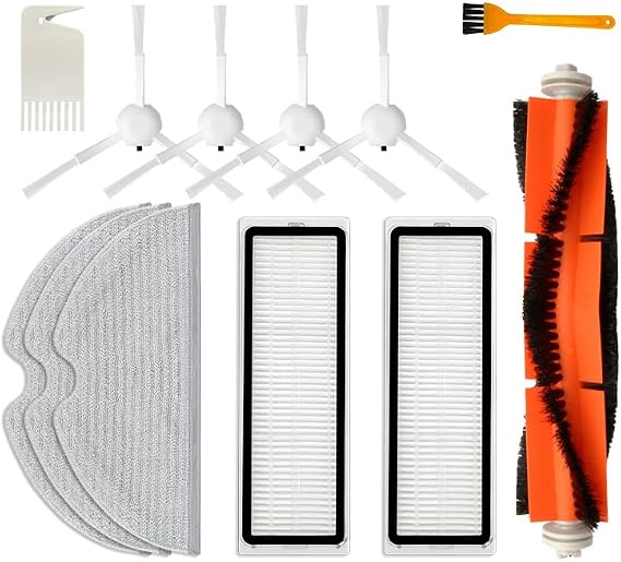 MYAYD Xiaomi robot süpürge aksesuarı, Xiaomi Mijia 1C/ 2C/ Dream F9/ Mop 2 Pro Plus/ STYTJ01ZHM/ STYTJ02ZHM/ SKV4093GL/ SKV4063GL için yedek set fırça silme bezi filtre yedek parça seti (12 adet)