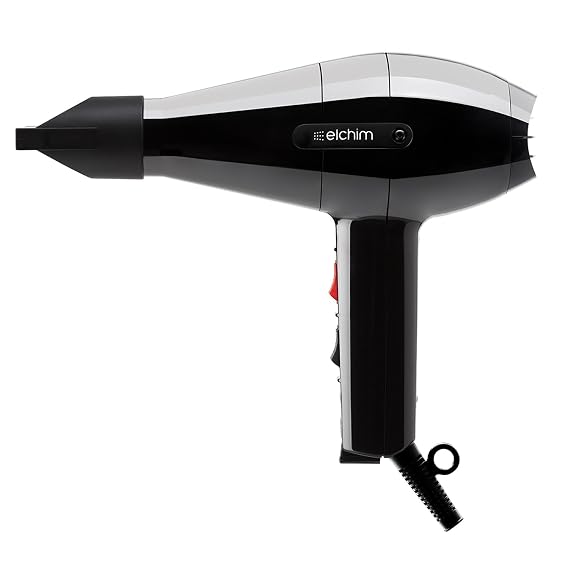 Elchim 2001 High Pressure Professional Hair Dryer, 1875W Blow Dryer, High-Pressure Airflow Technology, 2 Speeds & 5 Temperatures, Long-Life Motor 2000+ Hours, Made in Italy, Black