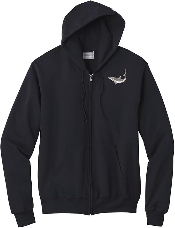 ZH full zip hoodie, Mako shark embroidered full zip hoodie jacket, zipper hoodie sweatshirt, unisex fit