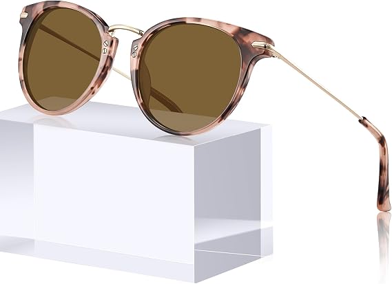 CARFIA Round Acetate Polarized Sunglasses for Women Fashion design CA5012