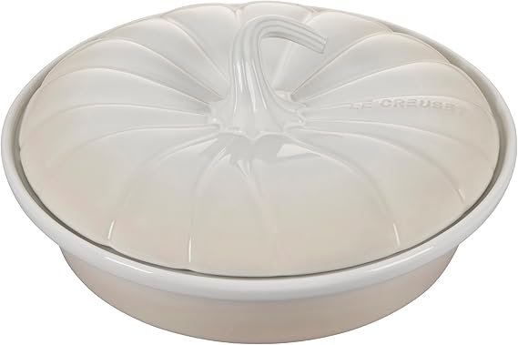 Le Creuset Stoneware Figural Pumpkin Baker with Lid, 9", Meringue