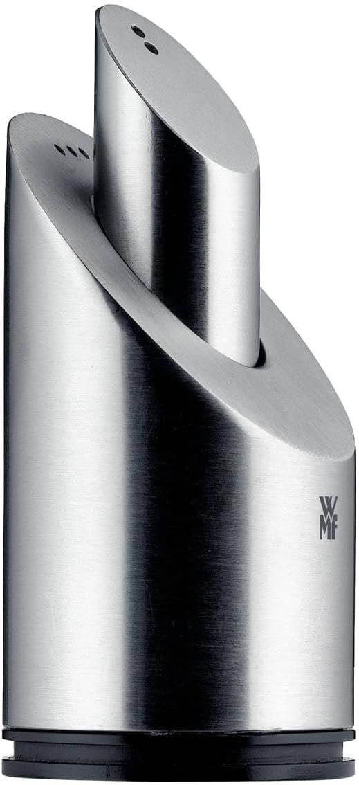 WMF Two in One Salt / Pepper Shaker Set of 2 Small Salt / Pepper Shakers Cromargan Matte Stainless Steel Dishwasher Safe