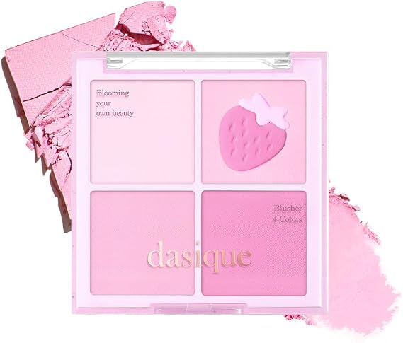 Dasique Blending Mood Cheek (06 Berry Smoothie) | 4 Blendable Shades in Lightweight Smooth Powder | Vegan | Pink Blush