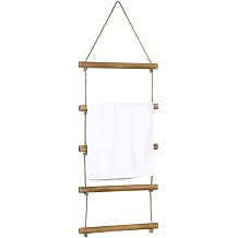 5 Solid Wall Hanging Natural Brown Wood And Rope Towel Ladder Hanger
