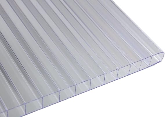 Falken Design Clear Twin Wall Polycarbonate Panel - 24" x 60" x 1/4" (6mm) - UV Resistant Lightweight, Shatterproof Roof Sheet for DIY, Greenhouses, Sheds & Outdoor Use