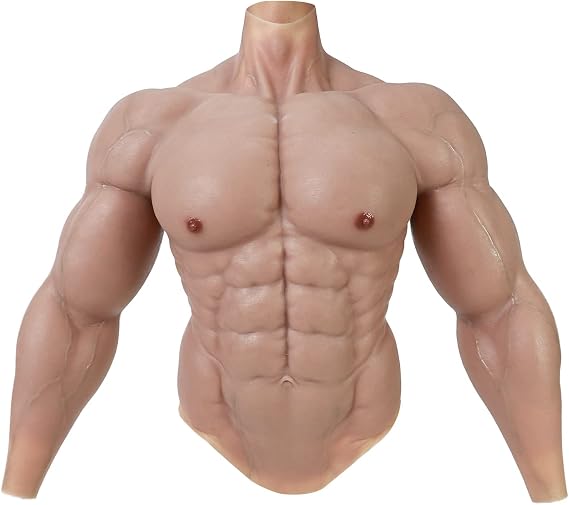 SMITIZEN Smtizen Silicone Muscle Suit Upgraded Male Chest with Arms Artificial Abs Realistic Fake Muscle Top Costume Cosplay Halloween Carnival