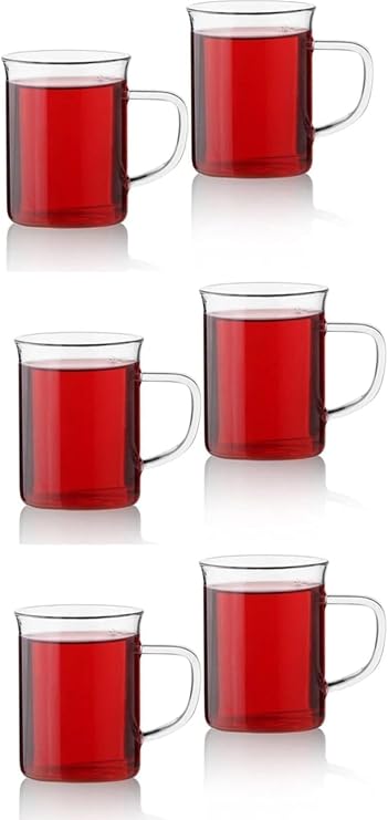 Borosilikat 6 Adet Lüx Ince Ateşe Dayanıklı Borosilikat Cam Kupa Bardak 6'lı Kupa Bardak Seti, QC-O4063