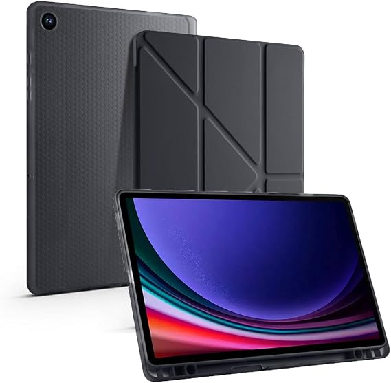 UnDePlus Samsung Galaxy Tab S6 Lite 2024 P620 P610 ile uyumlu Kılıf Kalem Bölmeli Trifolding Case 13-15-17 Siyah