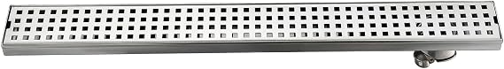 Rectangular Floor Drain for Bathroom,Linear Shower Drain with Grate,Stainless Steel Floor Shower Drain,Side drainage,6.8 * 30cm [Energy Class A]