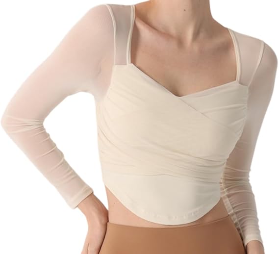 Women Solid Color Workout Tops Open Back Long Sleeve Crossed Running Shirt Quick Dry Yoga Tops Mesh Athletic T Shirt