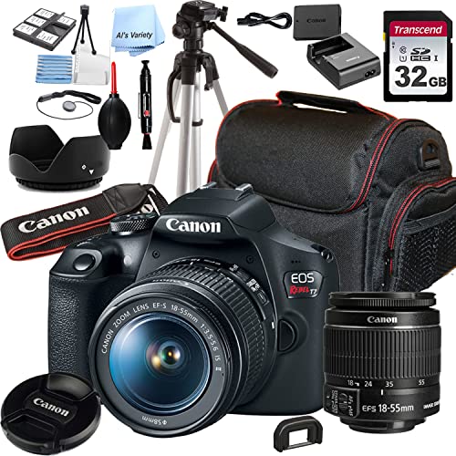 Camera Bundle -Canon EOS Rebel T7 DSLR Camera wEF-S 18-55mm F3.5-5.6 Zoom is II Lens  32GB Memory  Case  Tripod