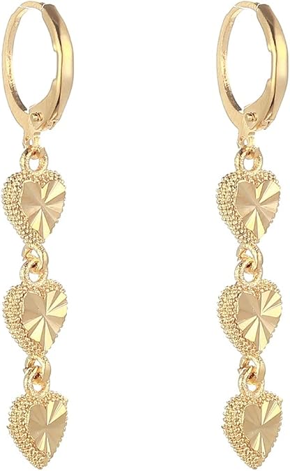 CB Gold Jewelry 24K Gold Earrings For Women Hearts Long Tassel Earing Statement Jewelry Femme Wedding Jewelry (G158)