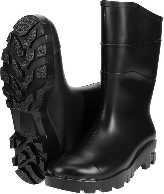 Value Slip-Resistant Black PVC Work Boots: Plain Toe, 1 Pair