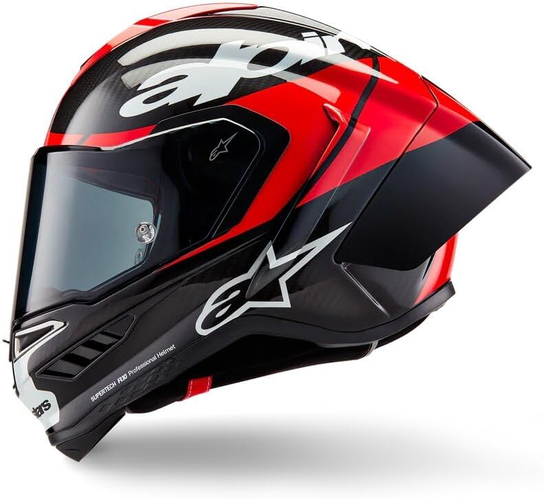 Super-Tech R10 Full Face Motorbike Helmet Lightweight Racing Motorcycle Helmet for Men with Carbon Shell Aerodynamic Design Advanced Ventilation DOT & ECE Certified - Black Red