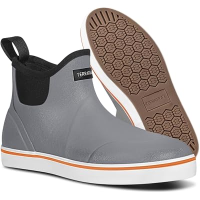 Mens Waterproof Deck Boots - Slip On Short Ankle Rubber Shoes | Anti-Slip Neoprene Booties for Fishing, Gardening & Boating | Chelsea Work Footwear, Botas para Hombre