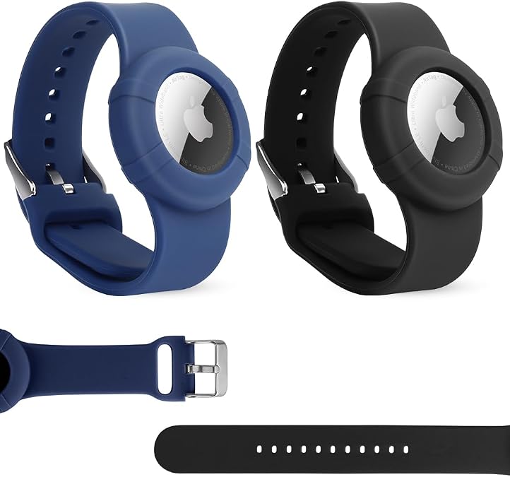 2 Pack Airtag Wristband Compatible with Apple AirTag,Soft Adjustable Airtag Bracelet, Airtag Watch Band for Kids Toddler Baby Children Elders