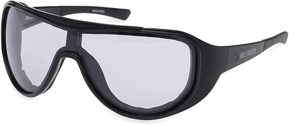 Harley-Davidson Mens Badlands Shield Photochromic Sunglasses, Shiny Black Frames