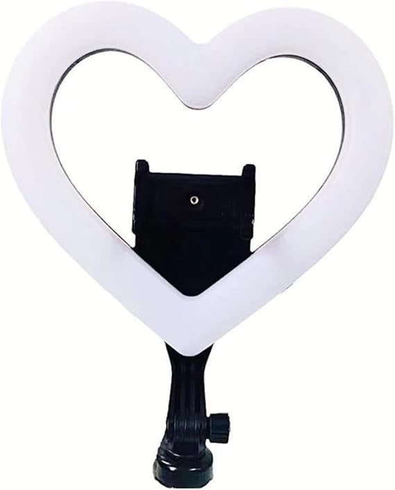 Tripod Stand 10 Desk Ring Light and Phone Holder Mount,3 Light Modes Heart-Shaped Dimmable LED Light for Livestream Gaming Makeup Video Tutorials Self Record Photo Taking Dance